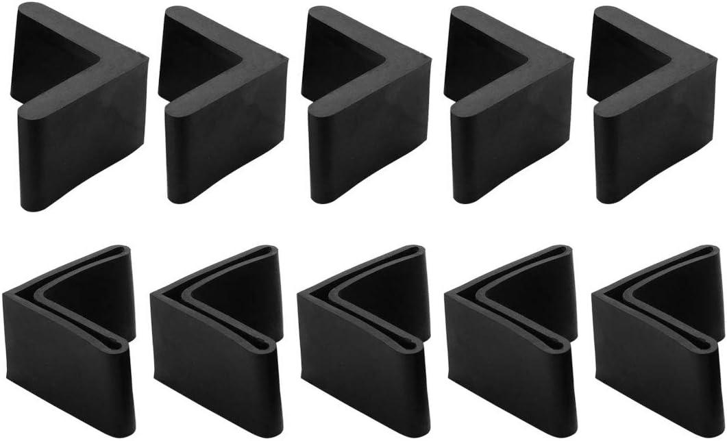 uxcell Furniture Angle Iron Foot Pads L Shaped Rubber Leg Covers Protectors 40 x 40mm 10 Pcs Black