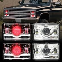 4Pcs 4x6 Inch LED Headlights Dot Approved with Red Devil Eye DRL Compatible for 1986 Che-vrolet CK 10 Rectangular H4656 H4651 H4642 H4652 Peterbilt 357 378 379 XR400 XR250 XR650