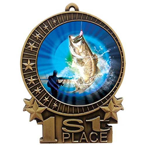 Express Medals 3 inch Bass Fishing 1st Place Gold Medal with Neck Ribbon Award XMDMY4 (5)