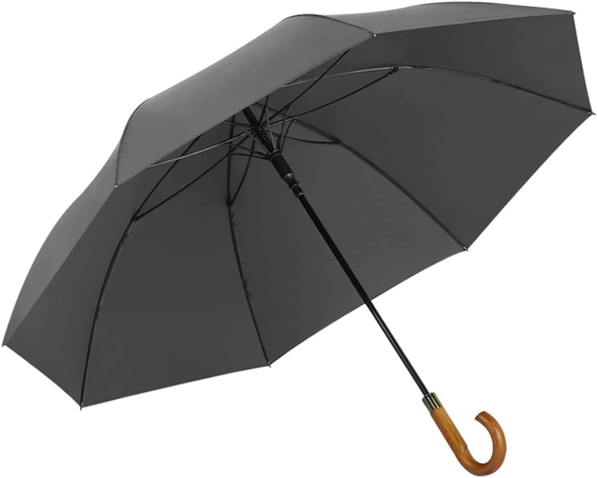 Classic Wood Handle Stick Umbrella, Auto Open, 138Cm/54In Reinforced Thickened Windproof Rain Umbrellas, Portable Waterproof Long Handle Umbrella for Outdoor (B，A