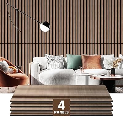 RITOLLO 4 Pack Wood Panels for Wall, 47.2"×23.6"×0.7" Wood Slat Acoustic Panels for Wall, Soundproof Panels, 3D Fluted Panels for Interior Wall Decor (Natural Walnut)