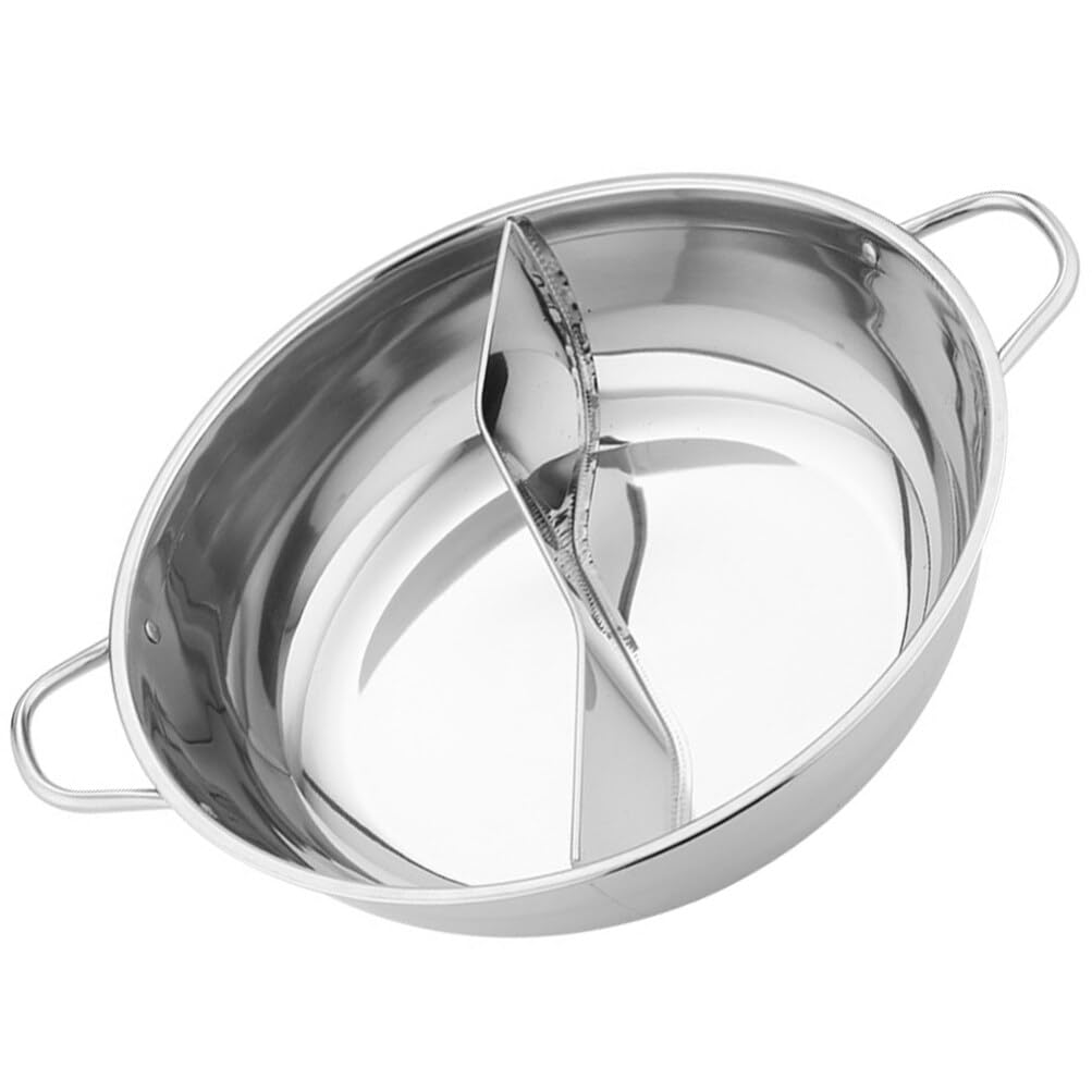 Olla caliente con divisor, olla dividida de acero inoxidable de 12.6 pulgadas, olla caliente olla doble para estufa de inducción de gas
