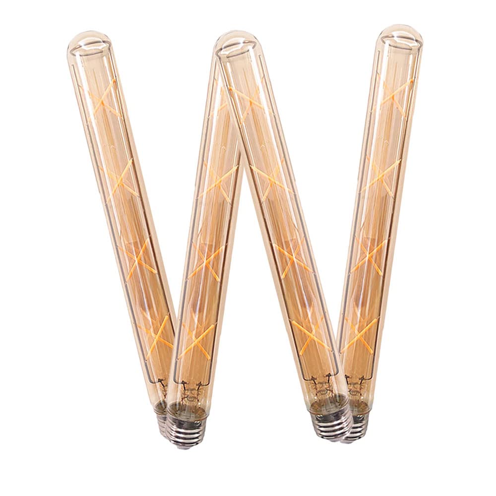 8 Stück E27 Edison LED Birnen T30-300 – 8W (800lm), Warmweiß 2700K, Antikes Braunglas, Nicht Dimmbar, 30cm Lang