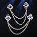 Chamvino 2 pcs men's and women's Shirt collar tassel rhinestone accessories Diamond crossing collar chain Fashion versatile suit brooch(Multi -color optional)