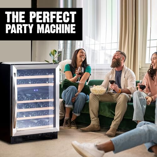 Image of ROCKWELL 51 Bottle Wine Cooler, 155L Freestanding Refrigerator, Digital Temperature Control Fridge for Red, White, Champagne, or Sparkling Bottle (RWND51)