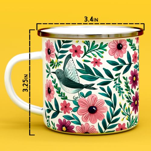 Taza de Camping Esmaltada Floral Colibrí 12oz miniatura 5
