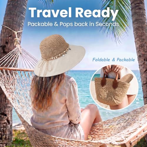 Sombrero de playa plegable para mujer con protección UPF 50+ miniatura 4
