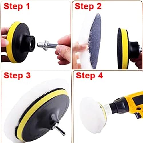 Miniatura 5 de Utoolmart Almohadilla de pulido de lana de 4 pulgadas, rueda de pulido de gancho y bucle para coche, pulidor orbital automático, 2 unidades