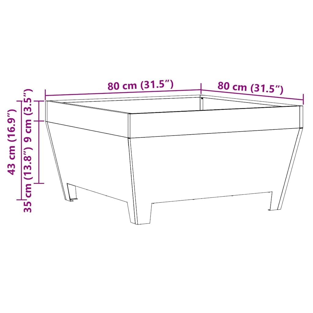 vidaXL Hoguera Marrón 80 x 80 x 43 cm Acero autopatinable, Cubierta para fogata Moderna, Ideal para jardín y terraza, protección a Prueba de Clima, Acero Resistente | Hecho para exteriores, materiales que duran para siempre sin oxidarse, el aspecto desgas