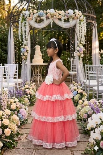 Image of Ripening Baby Girls Flower Net Multicolor Maxi Dress