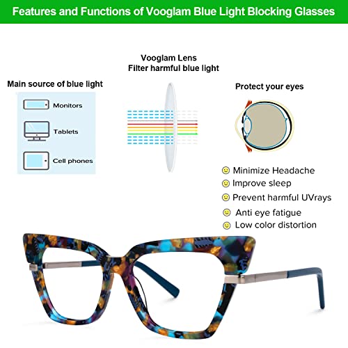 Image of VOOGLAM Cat Eye Blue Light Blocking Glasses for Women Anti UV Eyestrain Eyewear Mariana