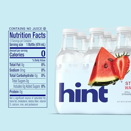 Image of Hint Fruit-Infused Bottled Water, Strawberry Watermelon - Sugar Free Flavored Water with Zero Calories, Naturally Flavored, and No Artificial Sweeteners - 16 Fl Oz (Pack of 12)