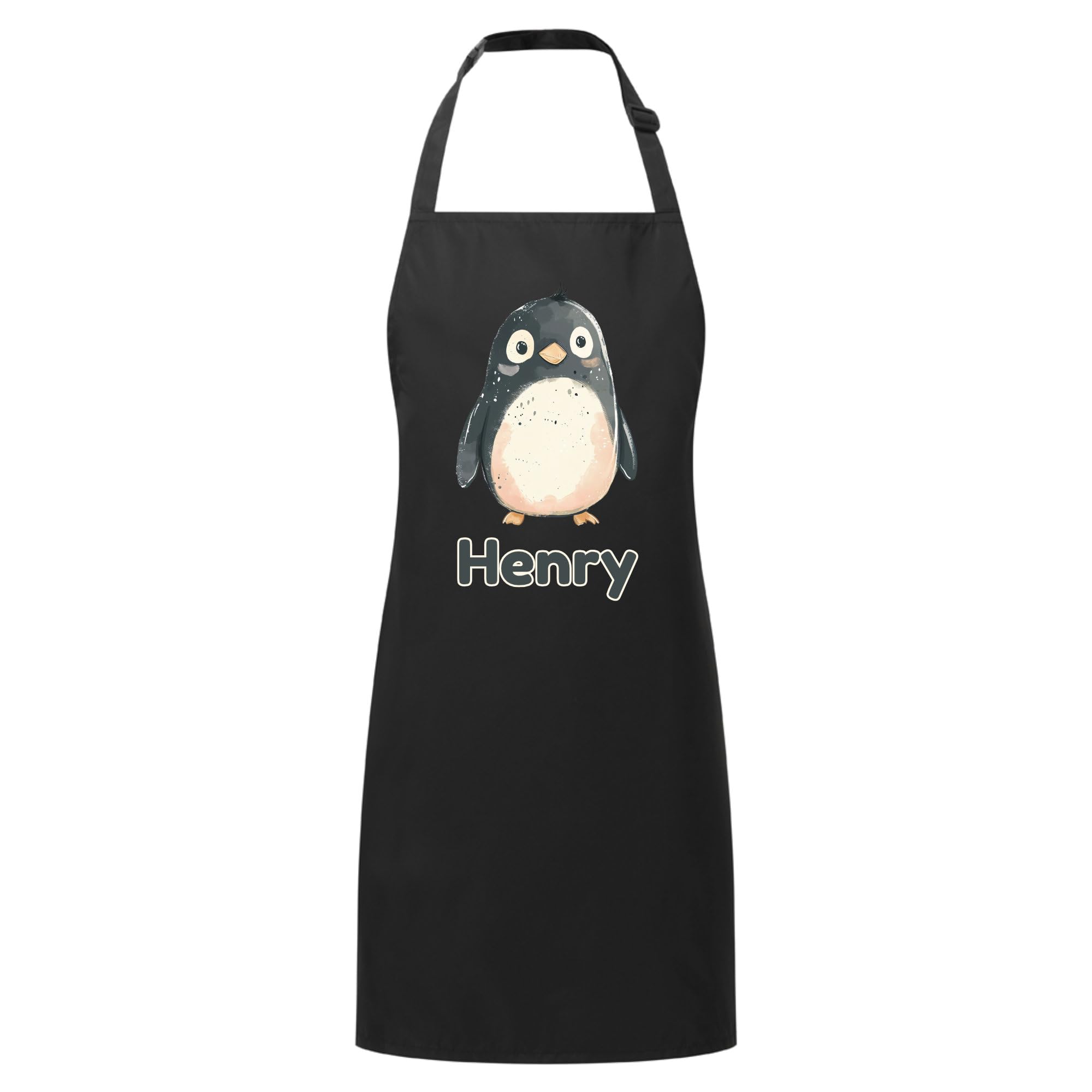 PIXPRINT Personalised Any Name Penguin Waterproof Kids Apron. Craft, Bake, Cook. Boy, Girl, Unisex. Gift