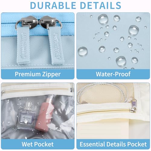 GMAK Travel Backpack for Men Women, Carry on Backpack with USB Charging Port, 15.6 inch Laptop Backpack Lightweight Cabin Bag Casual Daypack 20L Luggage Bags for College, Business, Travel, Light Blue2