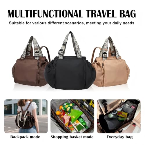Image of Multifunctional Travel Organizer Bag for Ladies - Doubles as a Stylish Backpack, Crossbody and Shoulder Bag, Boasts Great Storage Capacity (Dark Brown)