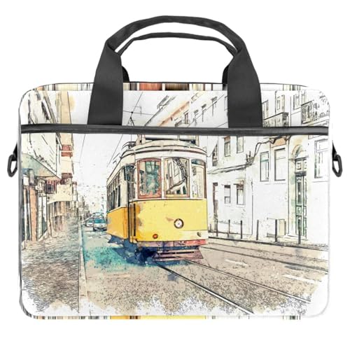 Sac à bandoulière ordinateur portable 14.5" anti-rayures motif Old Tram