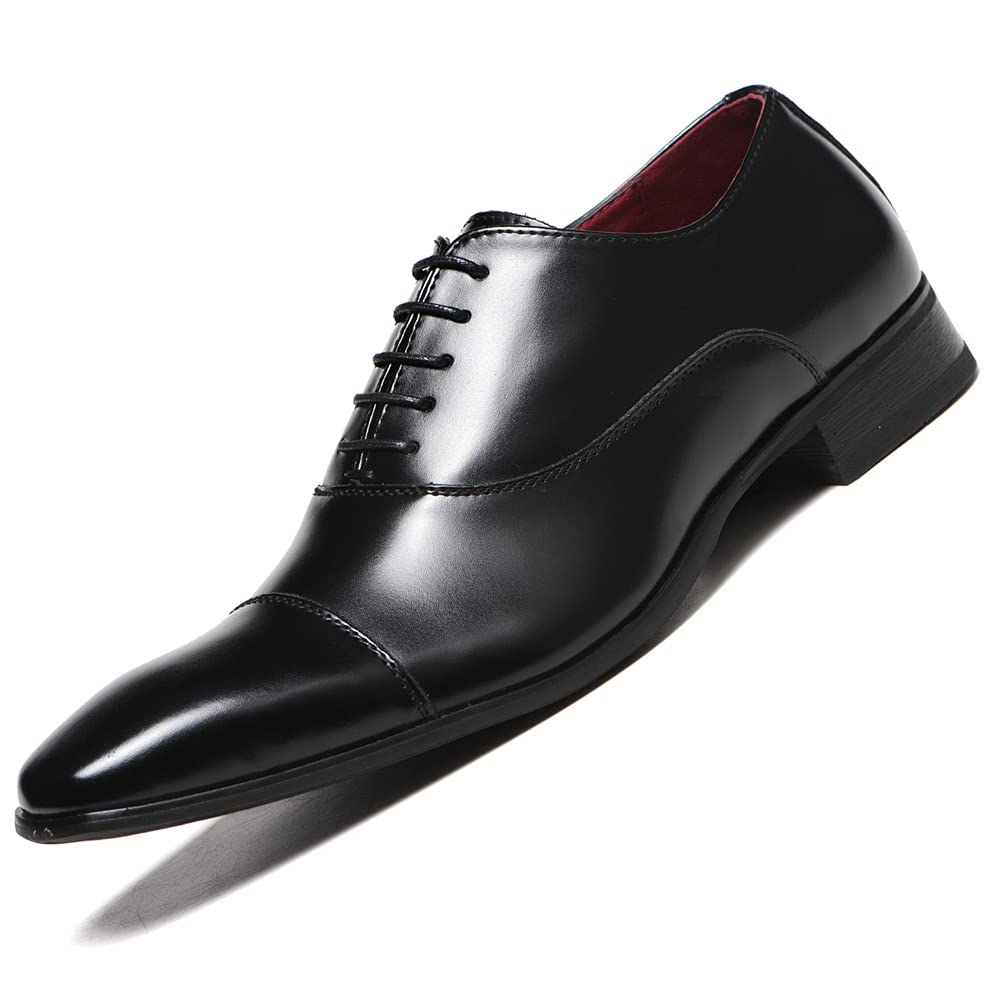 Scarpe eleganti da uomo Stringate Punta quadrata brunita oxford in pelle PU Suola gomma Antiscivolo Low Top Business