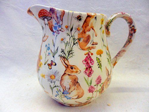 Meadow Rabbits Bellied Cream Jug by Heron Cross Pottery.