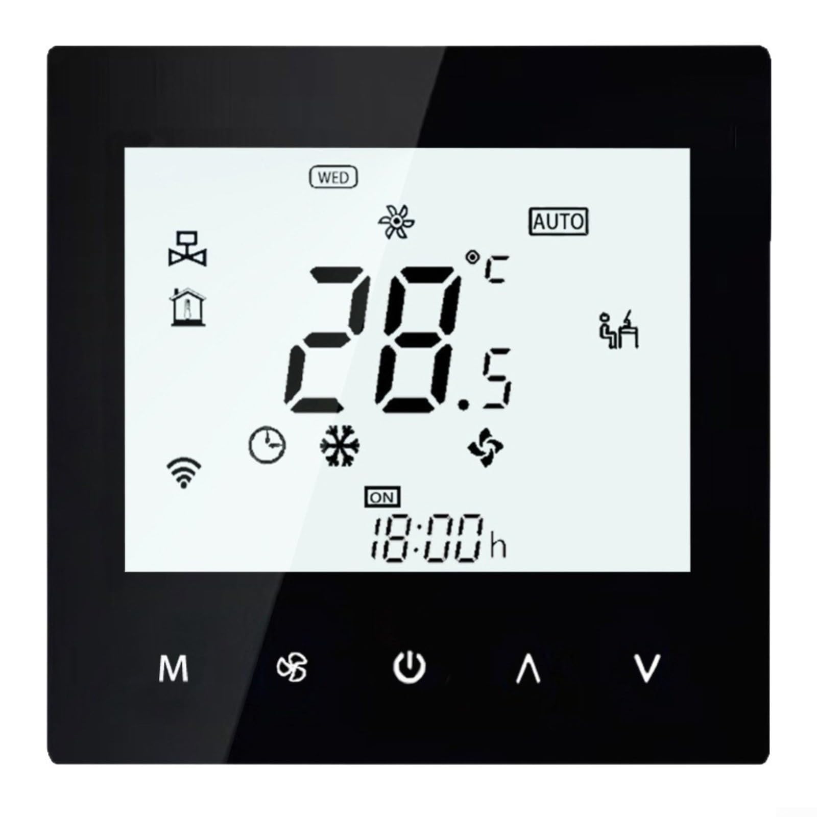 Thermostat programmable WiFi Tuya noir pour chauffage au sol