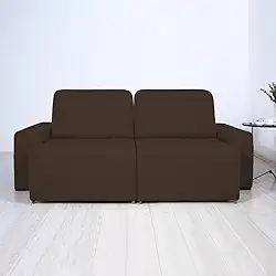 Capa Protetora de Sofá Retrátil King Reclinável 2 Módulos em Malha Gel Premium Lisa Cobre Braço Completo (Tabaco)