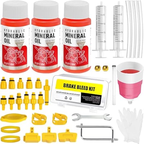Brake Bleed Kit for Shimano, TEKTRO, TRP Hydraulic Disc Brakes, Brake Fluid Bleeder Kit with180ML Mineral Oil Brake Fluid for MTB/Road Bike Brake Cover