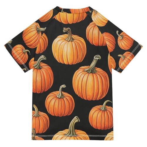 Boy Swimsuit Pumpkin Fruit Cartoon Orange Sunscreen T-Shirts Swimwear Sets UPF 50+2