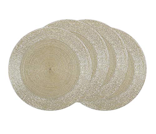 COTTON CRAFT Glitz Handmade Beaded Charger Placemats - Set of 4 - Champagne