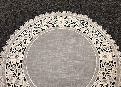 Artificial Garden 20'' Round Organza Embroidered Lace Rhine Stone Doily White Silver Wedding Party Table Mat Placemats For Dining Kitchen Table Washable Durable Indoor #TOP3