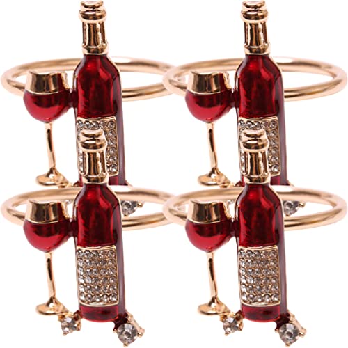DOITOOL Spider Rings 4pcs Red Wine Bottle Cup Napkin Rings Vintage Napkin Holder Ring Napkin Buckles Serviette Ring for Weddings Receptions Banquet Buffet Table Decor Fall Napkin Rings