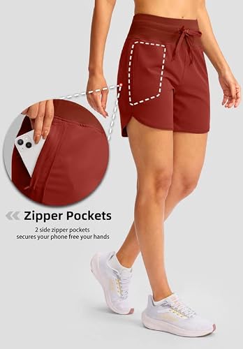 Yyv Women's 5" Running Athletic Shorts High Waisted Lightweight Workout Shorts For Women With Zipper Pockets(Savannah Medium) #TOP1