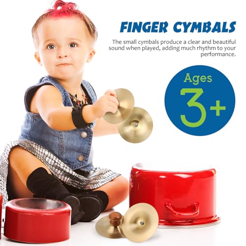 image for jojofuny 1 Pair Finger Cymbals: 7cm/2.75inch Brass Mini Hand Cymbals f