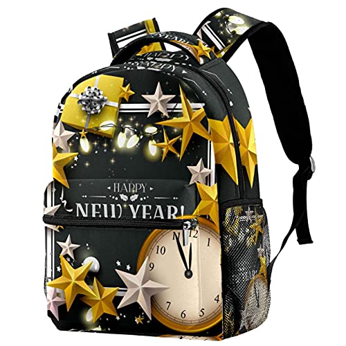 Sac à dos décontracté de Noël femme multicolore imprimé étoiles et horloge