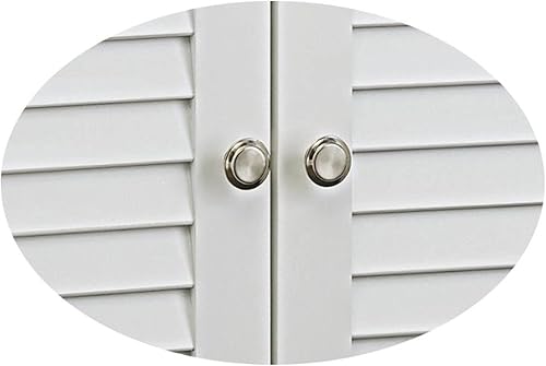 Miniatura 4 de Pilaster Designs Trevita - Armario organizador de piso de almacenamiento de baño contemporáneo con estante ajustable, color blanco y madera de mármol