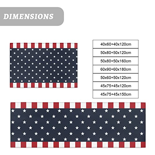 Loopop Independence Day 4Th Of July Kitchen Mats For Floor Cushioned Anti Fatigue 2 Piece Set Kitchen Runner Rugs Non Skid Washable American Flag Red White And Blue #TOP6