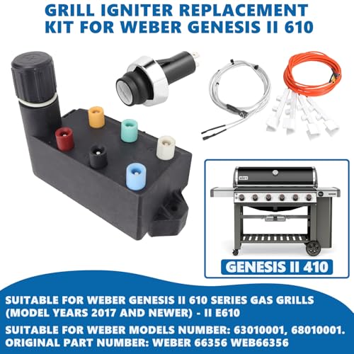 Image of SafBbcue 66356 Grill Igniter Kit for Weber Genesis II 610 Series Gas Grills (2017 & Newer)- Fits E-610, Replaces 63010001, 68010001, Ignition Kit for Outdoor BBQ Parties