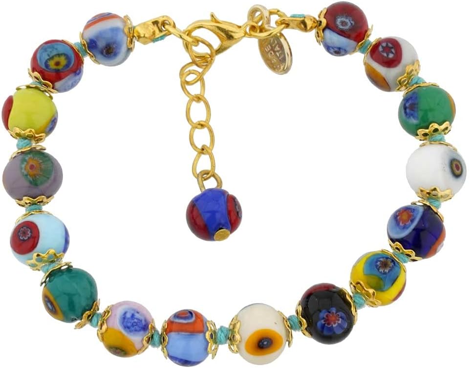 Glass of Venice Murano Glass Bracelet - Italian Millefiori Multicolor Mosaic Beads Handmade Blown - Bracelets for Women - Image 4