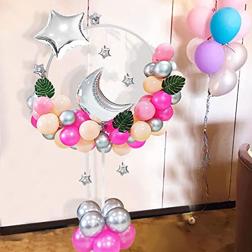 Elecrainbow 67 Inches Height Round Circle Balloon Arch Frame Stand Kit For Party Decorations, Balloon Column Base, Pole, Balloon Clip Rings, Balloon Tie Tool, Strip & 5 Packs Of Accessories Included #TOP6