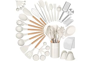 Silicone Cooking Utensils Set: 43 Non-Stick White Kitchen Gadgets