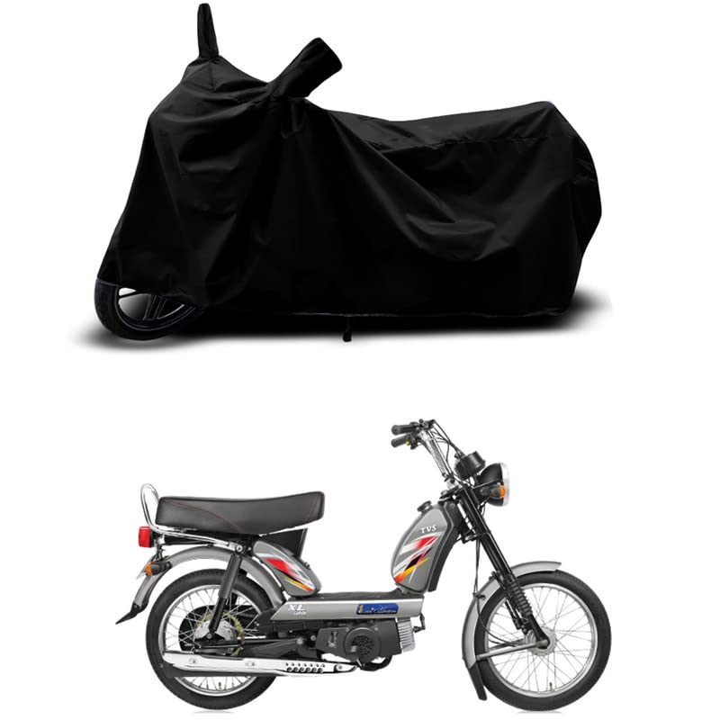 Image of 100% Scratchproof /UV-Rays /Heat Protection /Birds Dropping /Water Resistant /Dust Proof /Waterproof /Full Bike Scooty Two Wheeler Body Cover Compatible for XL100 Heavy Duty All Varients[Black]