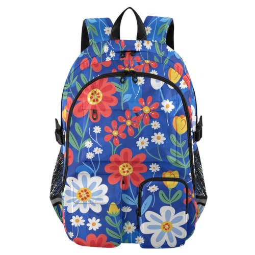 Mochila para hombre y joven de 17.5 pulgadas azul con flores