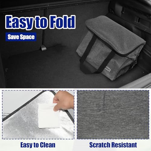 Venprodium 22L Kühltasche, 33x25x27cm Faltbar Lunchtasche, Thermotasche, Isoliertasche, Picknicktasche, Gefriertasche, Halten Sie Lebensmittel Frisch, für Einkauf, Picknick, Camping und Strand, Grau