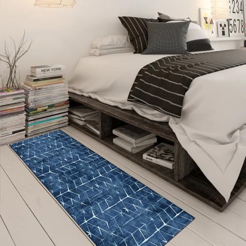 Tapis de couloir bleu 40x600 cm moderne et lavable