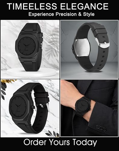 Image of CERO Men's Black Analog Watch | Lightweight Silicone Strap | Arabic Numerals & Minimalist Dial | Casual & Stylish Wrist Watch