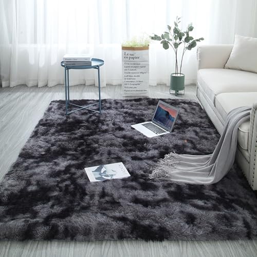 XUEDNGM Teppich Flauschig Langflor Teppich 110 x 240 cm Anti-Rutsch, Flauschig, Weich, Waschbar, Langflor Wohnzimmer Läufer Carpet Langflor Teppich Langflor für Wohnzimmer, Schlafzimmer, Dunkelgrau