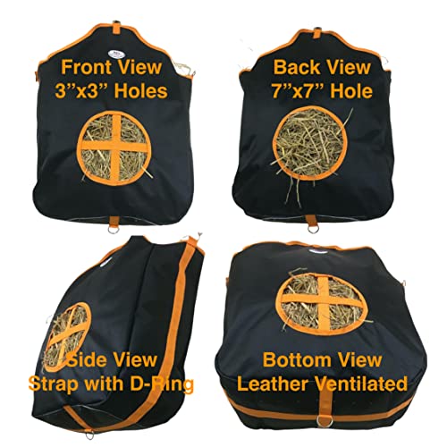 Majestic Ally Bolsa de nylon para alimentador de feno para cavalos, cabras, ovelhas - orifício de al