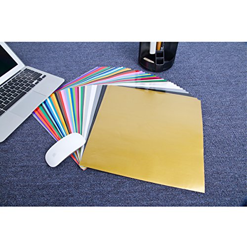 Vinyl Sheets 40 Pack 12” x 12” Premium Permanent Self Adhesive Vinyl Sheets for Craft Cutters,Printers,Letters,Decals (35 Color)