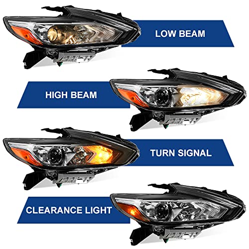 Boardroad Headlight Assembly Compatible With 2016 2017 2018 Nissan Altima Halogen Headlamps Replacement Chrome Housing Clear Lens Left And Right Side #TOP3