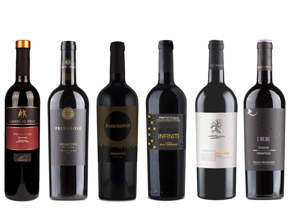 6er Probierpaket Primitivo zum Kennenlernen | Rotwein aus Apulien | trocken | 6 x 0,75 L.