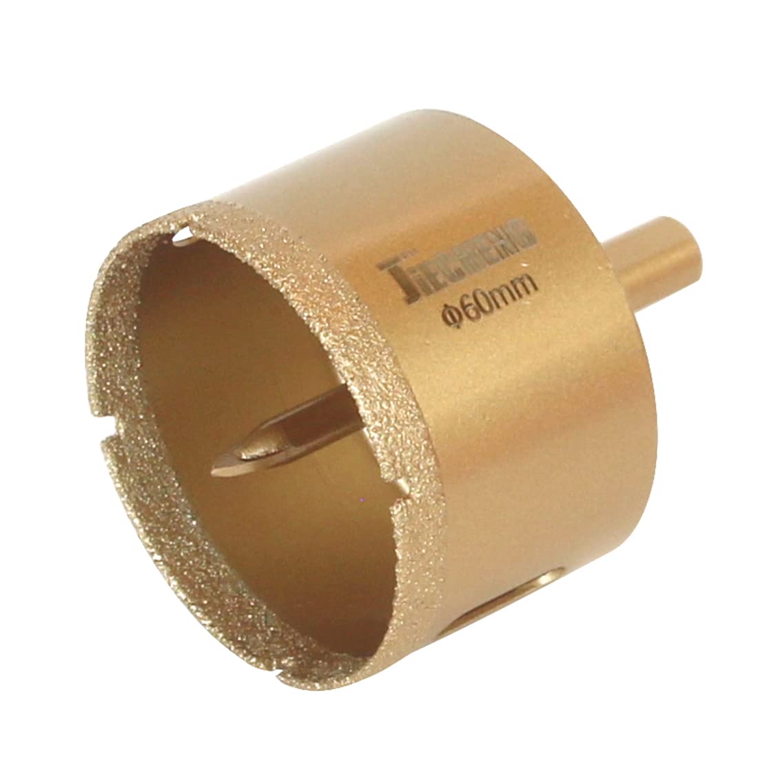JIECHENG Brazed Diamond 2-3/8 inch Hole Saw with Center Drill Bit for Ceramic,Porcelain,Tile,Glass,Granite Quartz,Marble,Gemstone,Dry Drilling 60mm