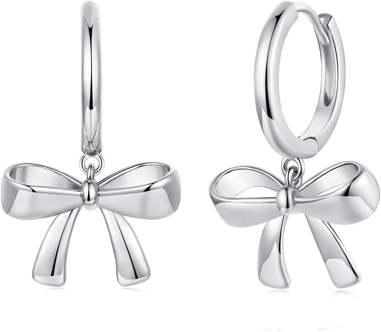 Huggie Hoop Earrings for Women, Small Chunky Huggie Hoops with Bow Charm or Celestial Multicolor CZ Inlay, Hypoallergenic S925 Sterling Silver Posts, 14K Gold/Rhodium Plated, Gift Box Included